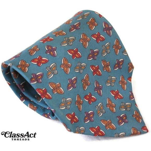 Vintage Christian Dior Italian Silk Tie Green Geo Metric Men's 3.75" Wide - Picture 1 of 4